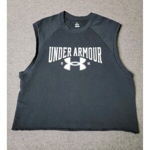 Under Armour Mens Rival Fleece Shirt Large Sleeveless Crew Black